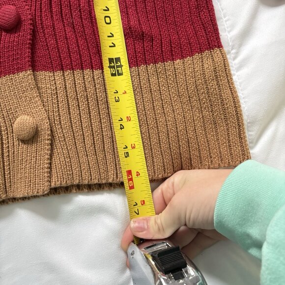 En Saison Womens Size XS Striped Collared Chunky Knit Crop Sweater Cardigan - Picture 5 of 8